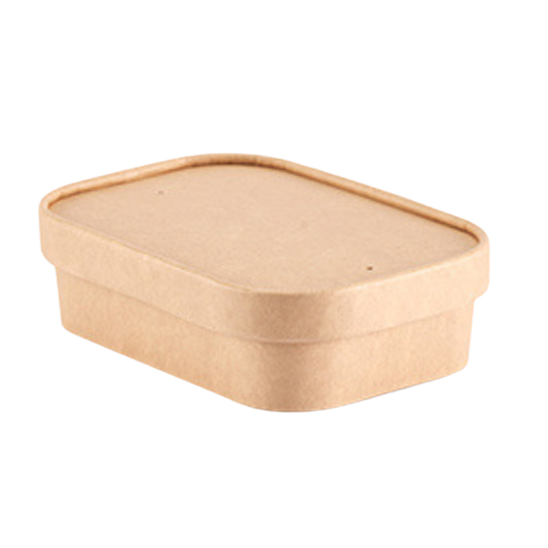 Biodegradable Kraft Paper Container Rectangle Food Packaging Container