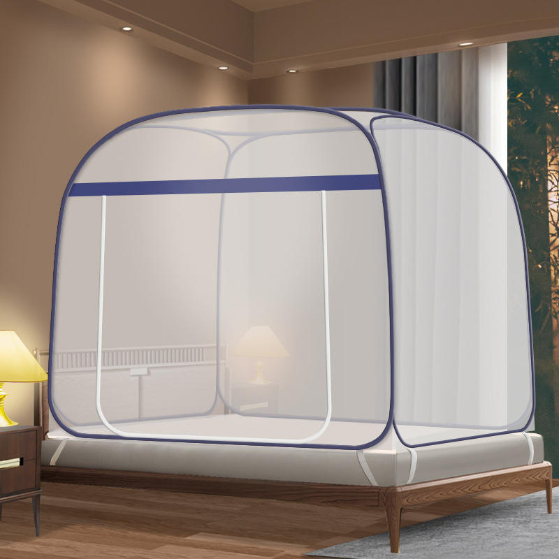 Jiuzhong Square Top Large Space Yurt Mosquito Net for Adult Room Decoration Mosquito Net Bed Tent Curtain with Frame Home