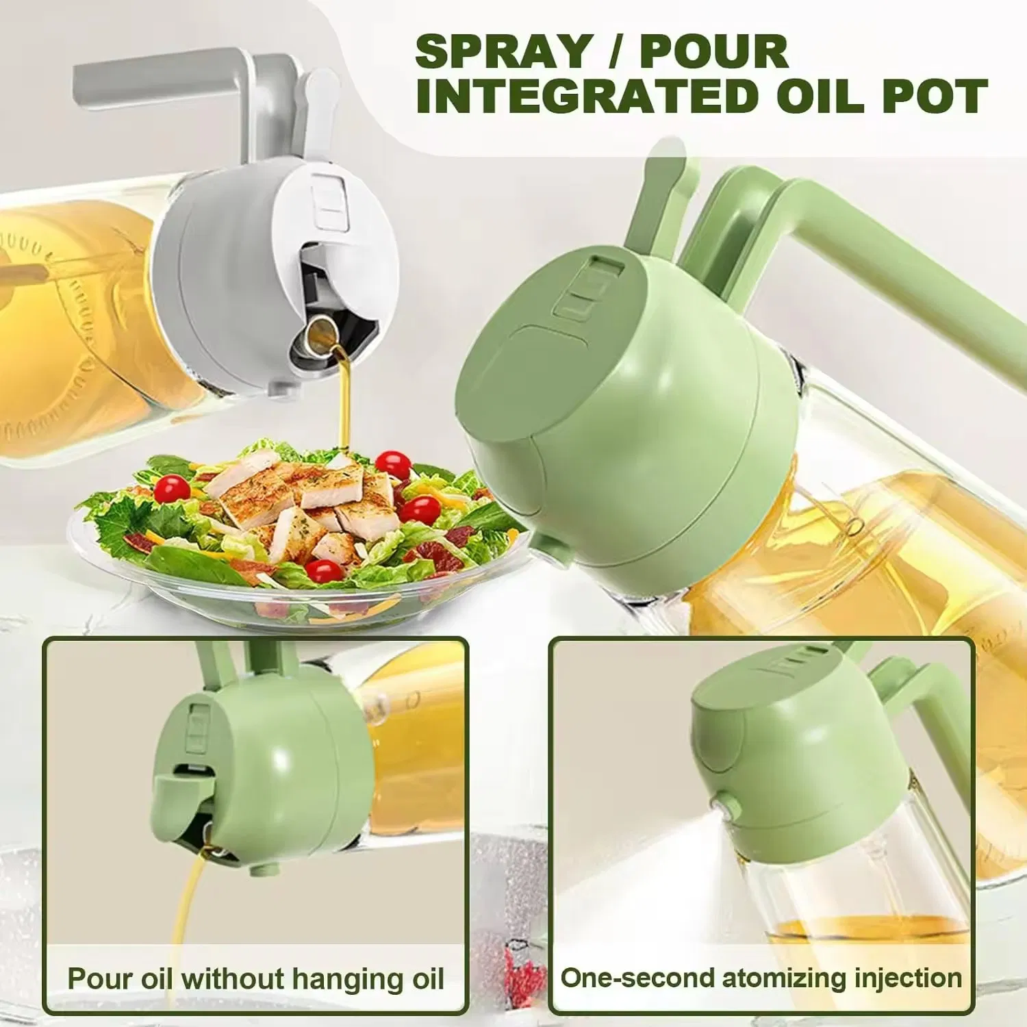 High Quality Glass Oil Sprayer 2 in 1 Food Grade Olive Oil Mister Spray Bottle Dispenser for BBQ Baking Cooking
