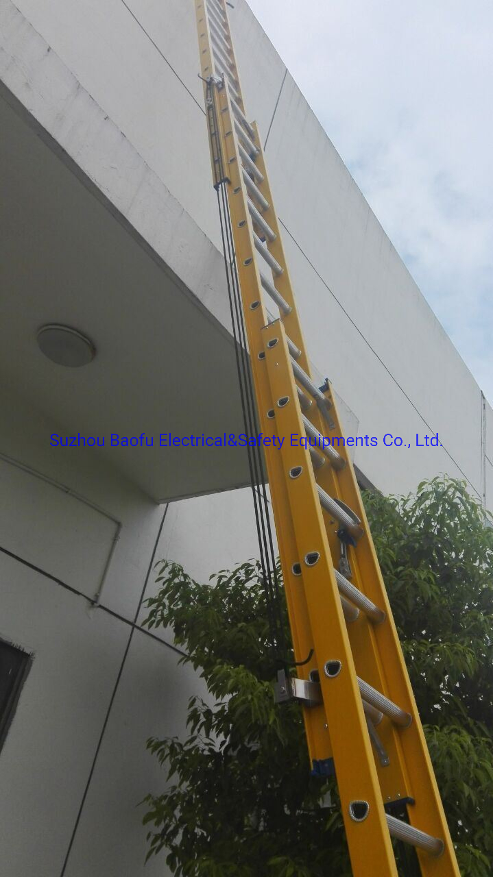 Fiberglass 3-Section Extension Ladders Wth Cable Hooks