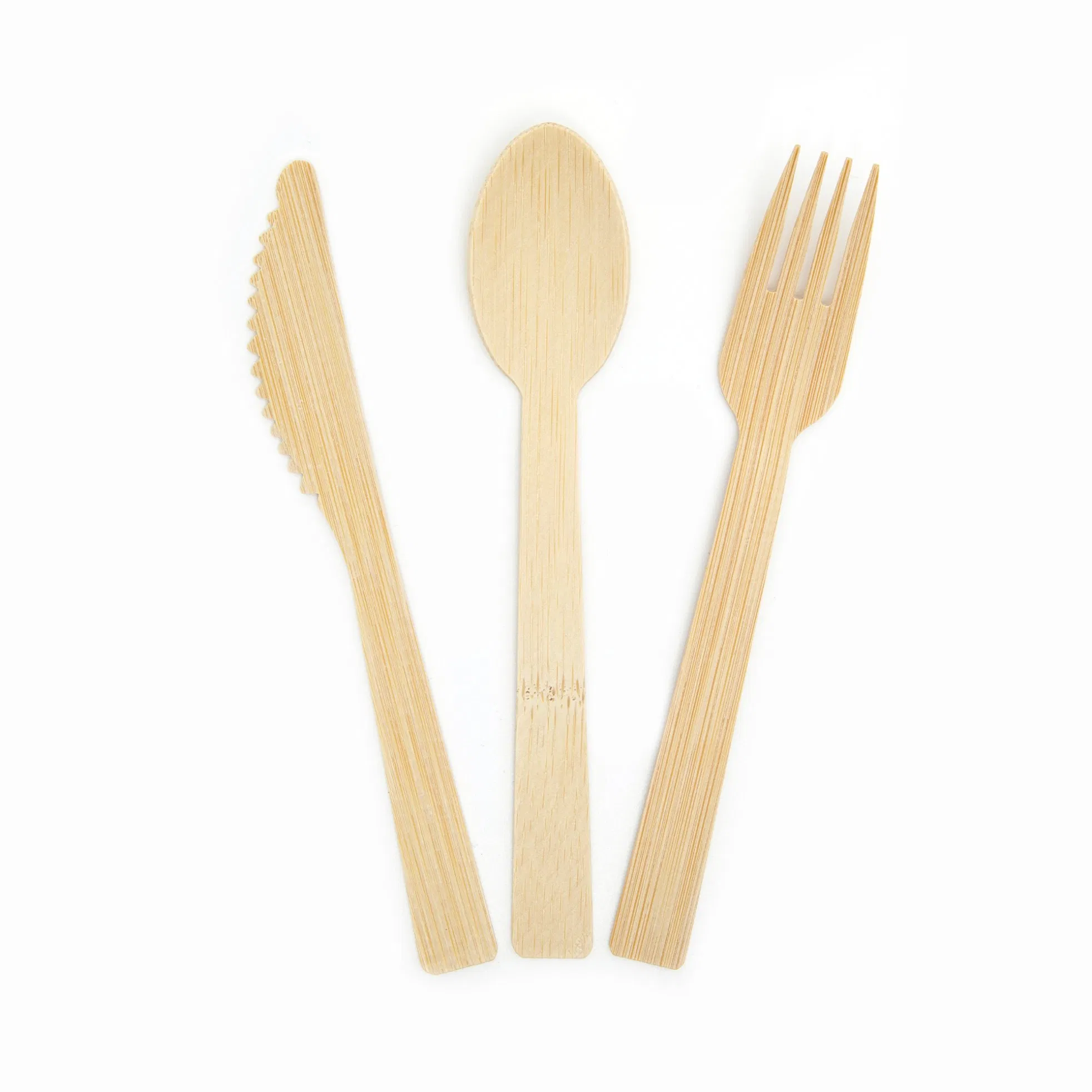 Compostable Bamboo Cutlery, Biodegradable Utensils Set, Disposable Heavy Duty Wooden Fork, Knife and Spoon