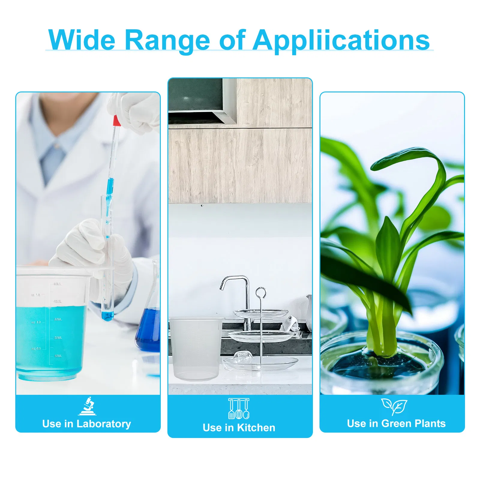 Tri-Corner Design Beakers Laboratory Autoclavable 50/100/250/400/800/1000ml