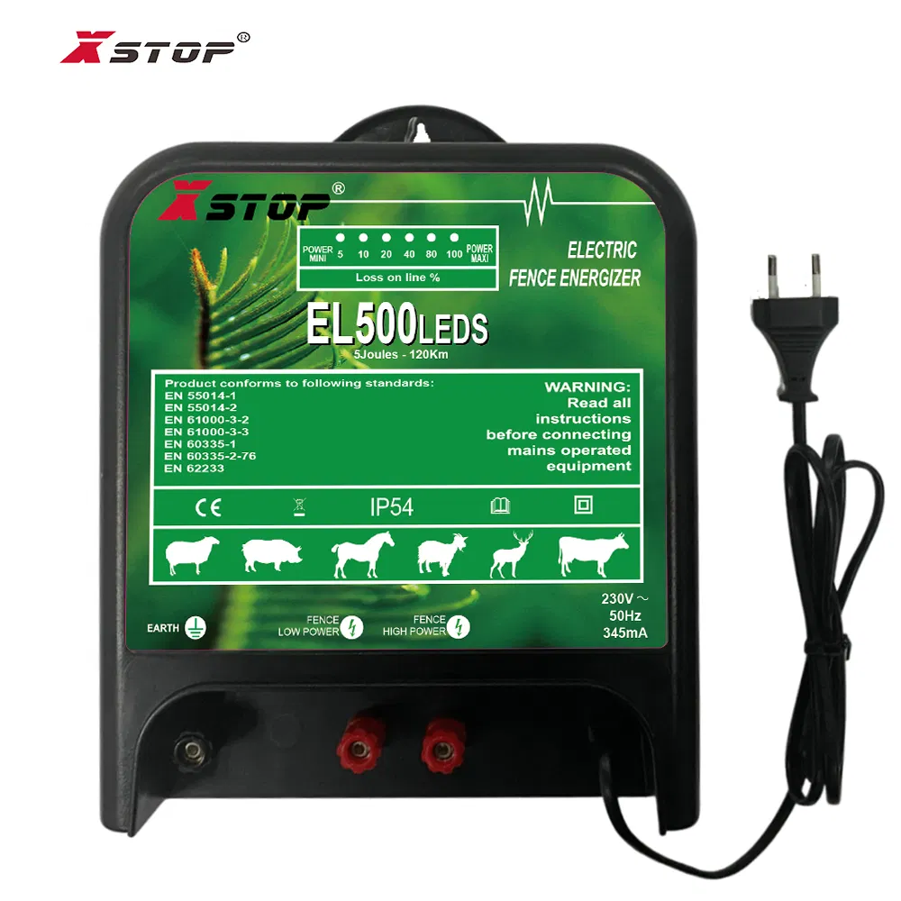 Electronic Fence Energizer 120km Length Effective Live Stock Animal Controller with LEDs EL500LEDs