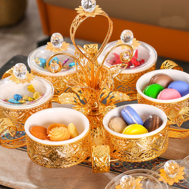 Golden Metal Wrought Iron Formula Set of 6 Acrylic Bowls