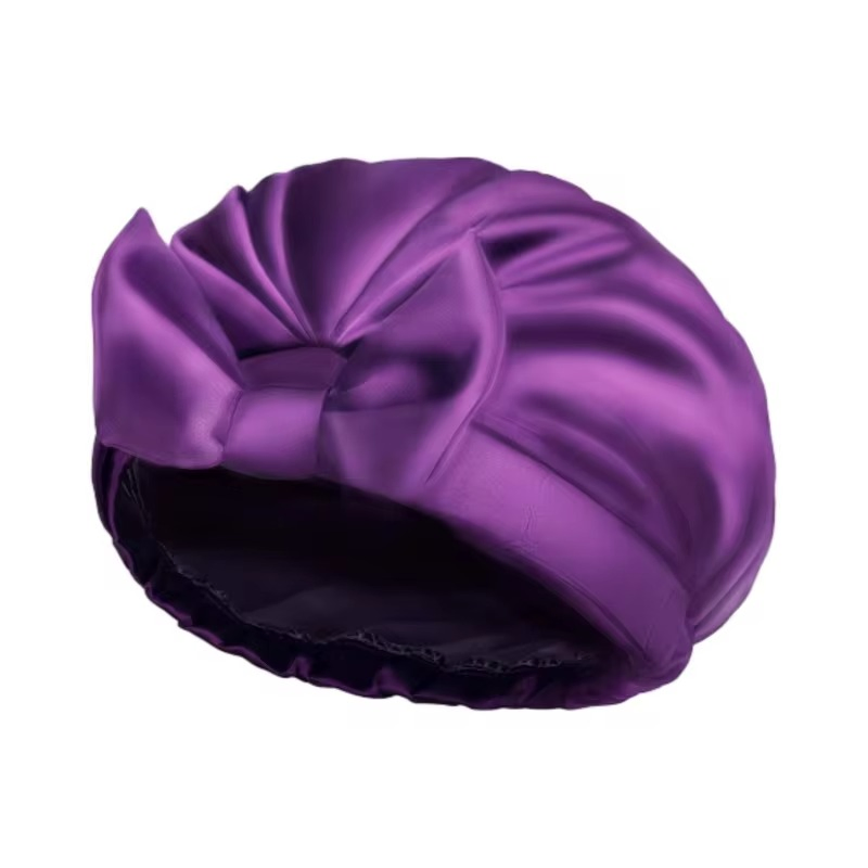 Promotional Great Quality Waterproof Double Layer Large Bowknot Shower Caps