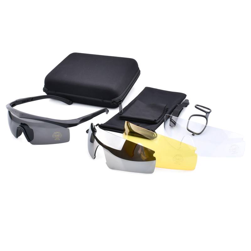 Impact Resistant ANSI Z87.1 Quality Adjustable Tactical Ballistic Style Shooting Glasses Sports Sunglasses