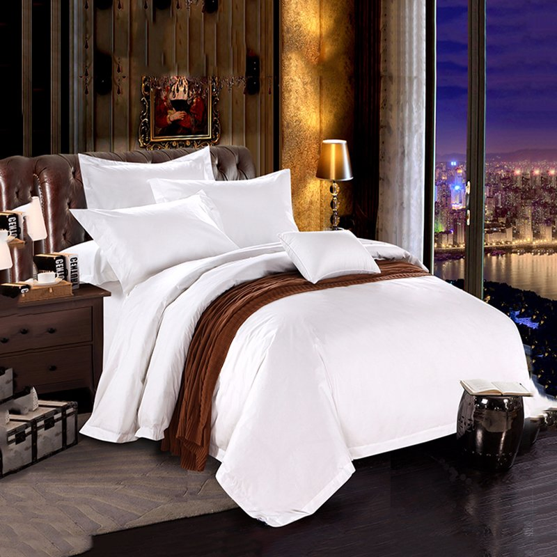 Luxury Full Cotton King Size 4 Pieces Hilton Hotel Bedding Sheet Sets
