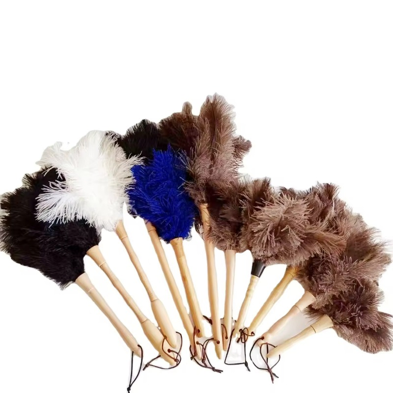 Promotional Factory Wholesale Price Durable Wooden Handle Natural Colored Feather Cleaning Duster