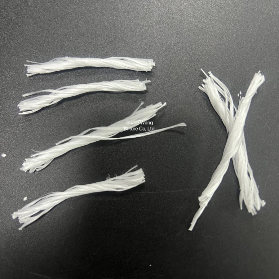 White, Grey 54mm Polypropylene Fiber Twisted Bundle for Industrial Floor