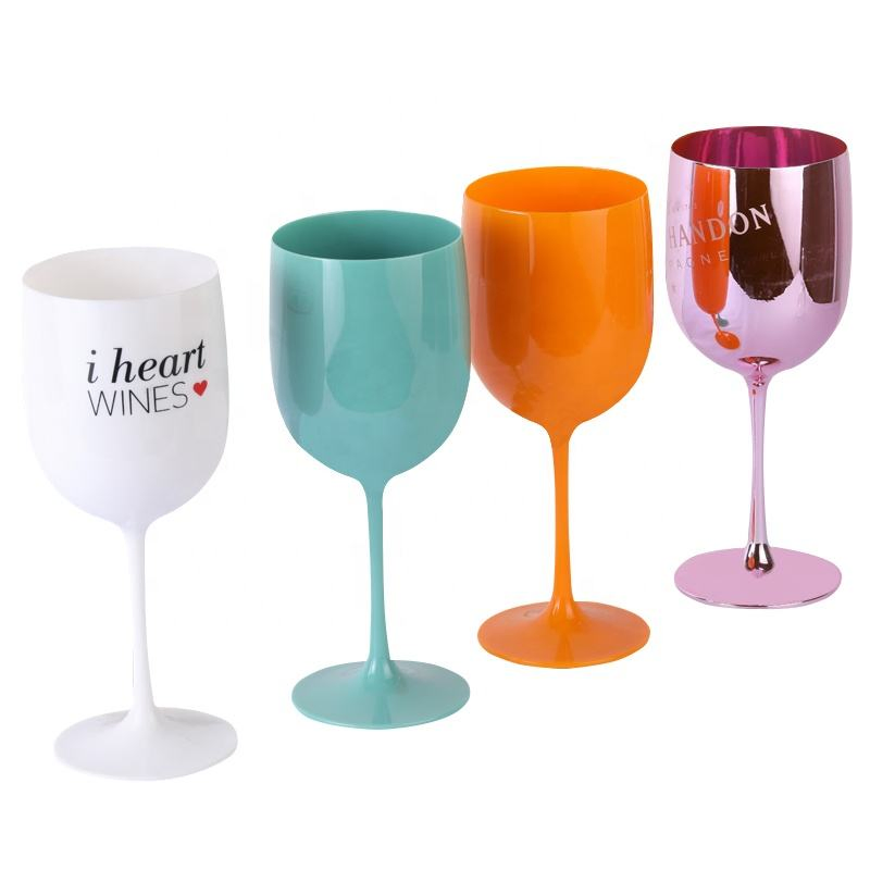 Shiny Ice Imperial Champagne Pink Rose Acrylic Plastic Goblets Glasses Flutes