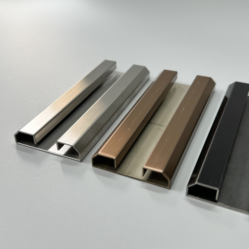 Customize Size 304 316 Gold Hairline Metal Stainless Steel Tile Edge Trim U Shape Profile for Decoration Building
