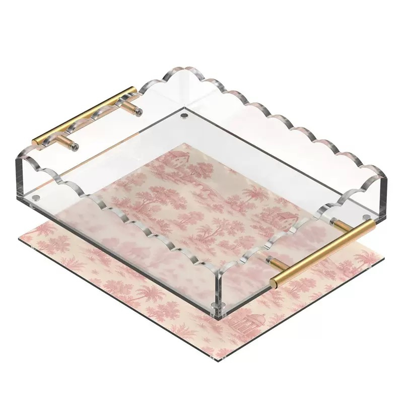 Elegant Clear Acrylic Tray with Handles for Serving Guests
