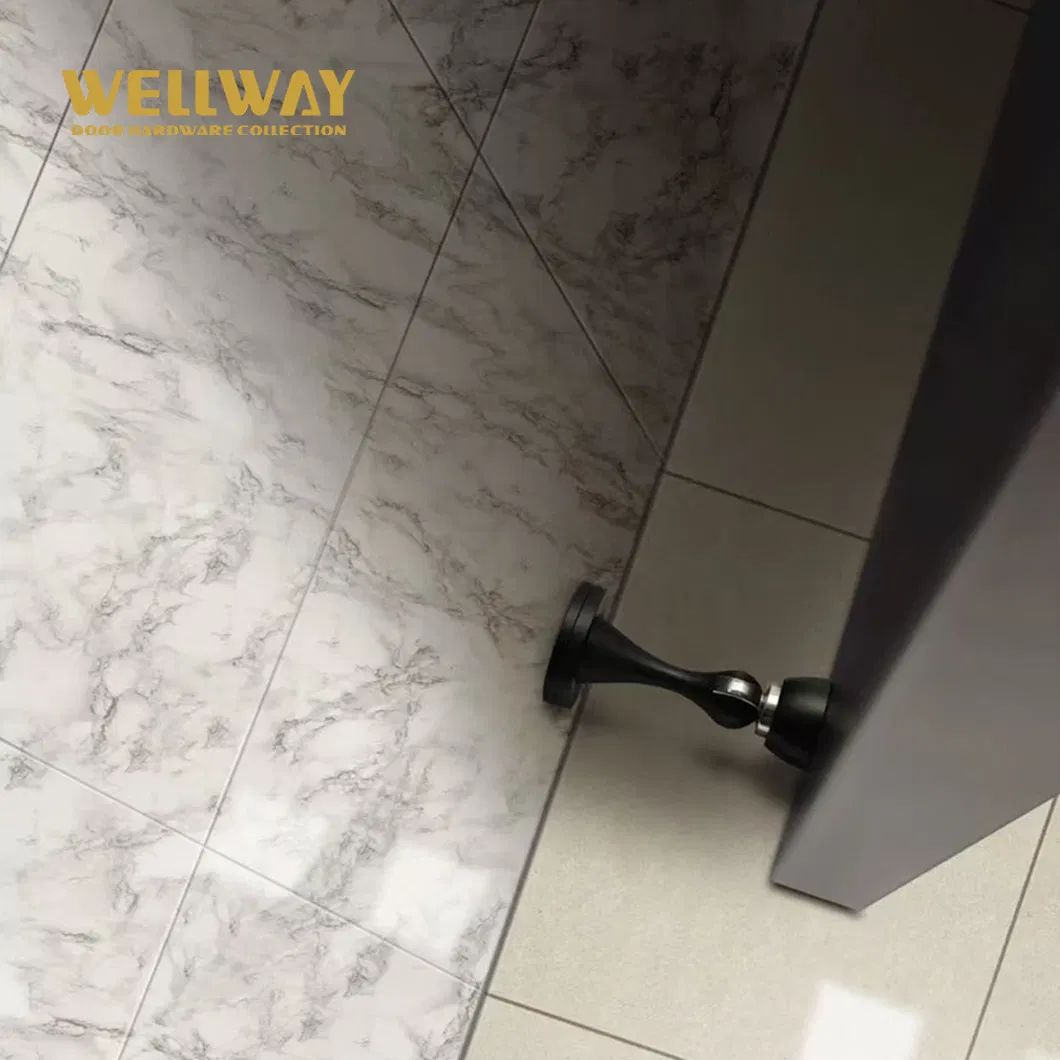 Matte Black Strong Magnetic Zinc Alloy Door Stopper with Minimalist Curved Form and Solid Round Base for Wall or Floor Mount - Wenzhou China Ds-02-012