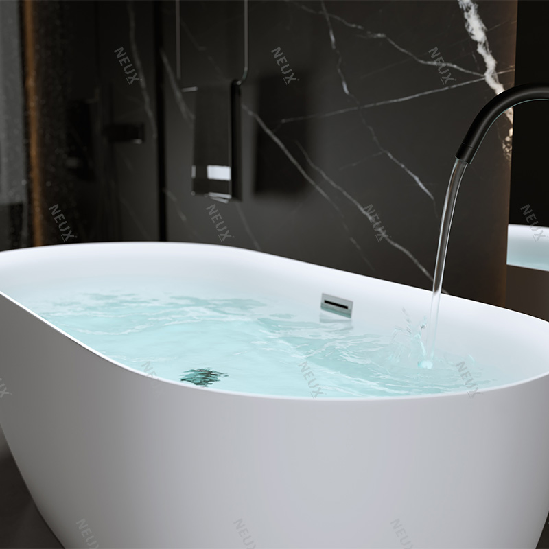 Factory Manufacturer High Quality Oval Porcelain White Soaking Freestanding Acrylic Bathtub
