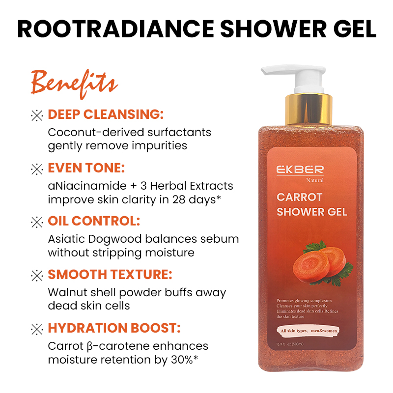 Carrot Shower Gel OEM Exfoliating Body Wash Organic Vitamin C Carrot Body Wash