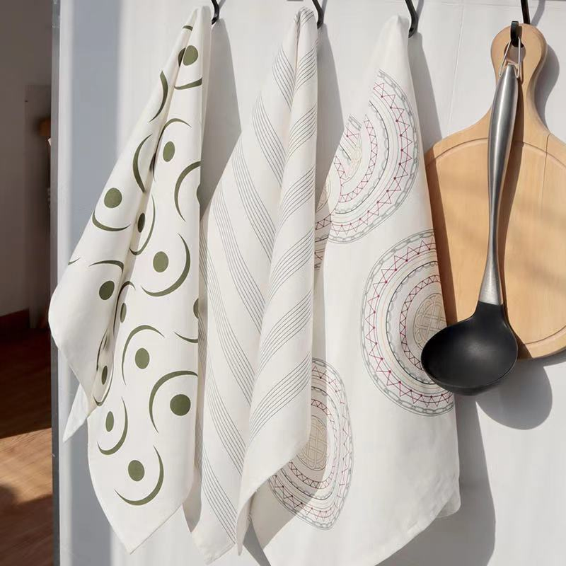 Wholesale 45*45cm White Plain Linen Cotton Kitchen Placemats Set Dish Tea Towels Napkin Mouth Cloth with Absorption