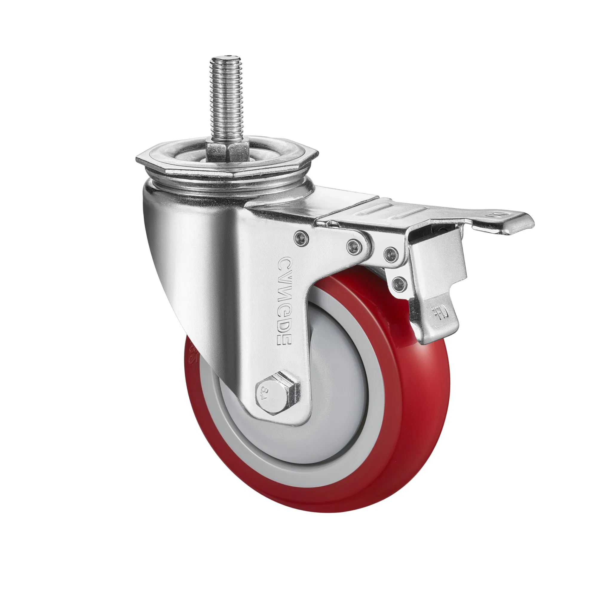 Silent Rolling Medium Duty Casters -Red PU Wheels, 2.5 to 5 Inch,