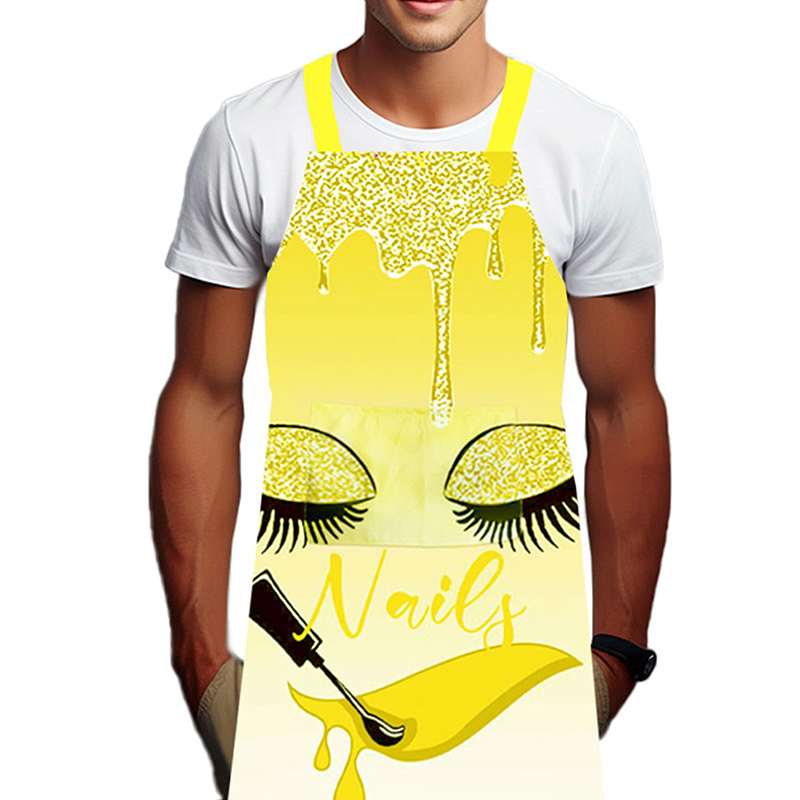 Nail Art Series, Anti-Stain Apron, Sleeveless, Neck-Hanging, Men's and Women's Kitchen and Catering Work Clothes