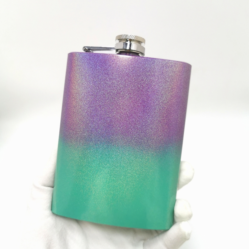 Portable Food Grade Rainbow Glitter stainless Stel Whiskey Flask