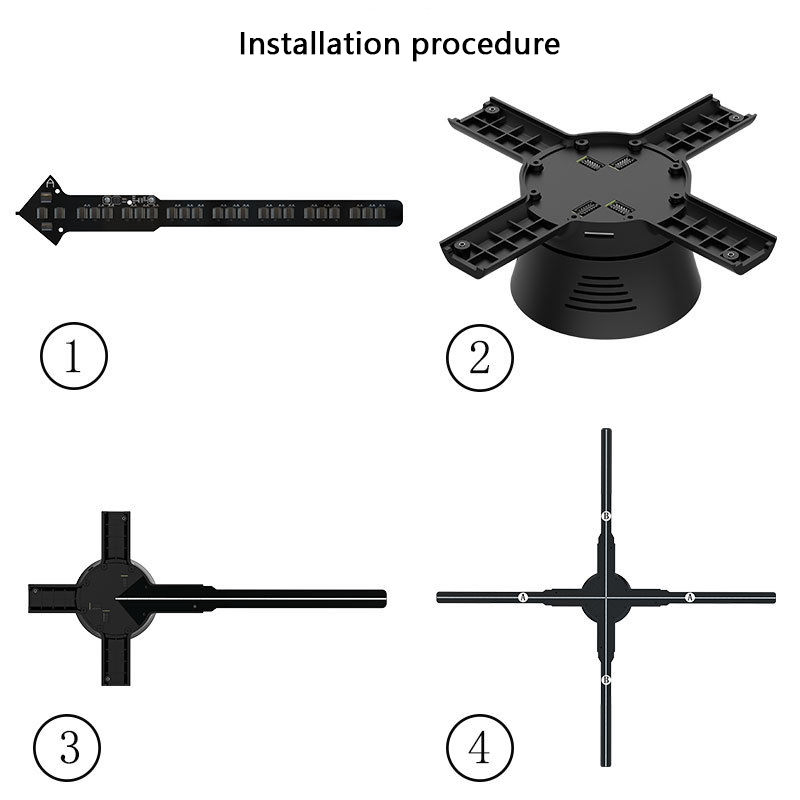 3D голографический LED вентилятор 65 см для рекламы