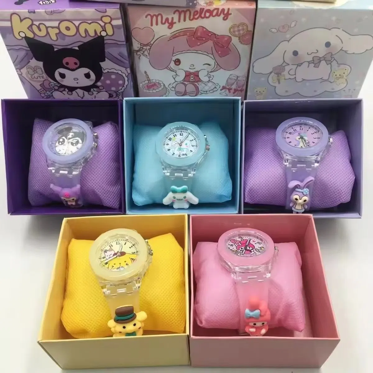 Kids Watch Children Cartoon Watch with Box Watch Birthday Gift Hello Kitty Kuromi Mymelody Kids Watch with Box Set for Girl Boys Gifts