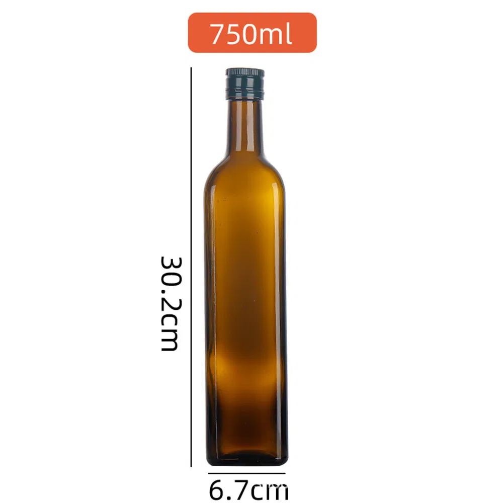 250ml 8.4oz High Quality Refillable Olive Oil Use Glass Bottle Square Round Flint Antique Amber Color Bottle