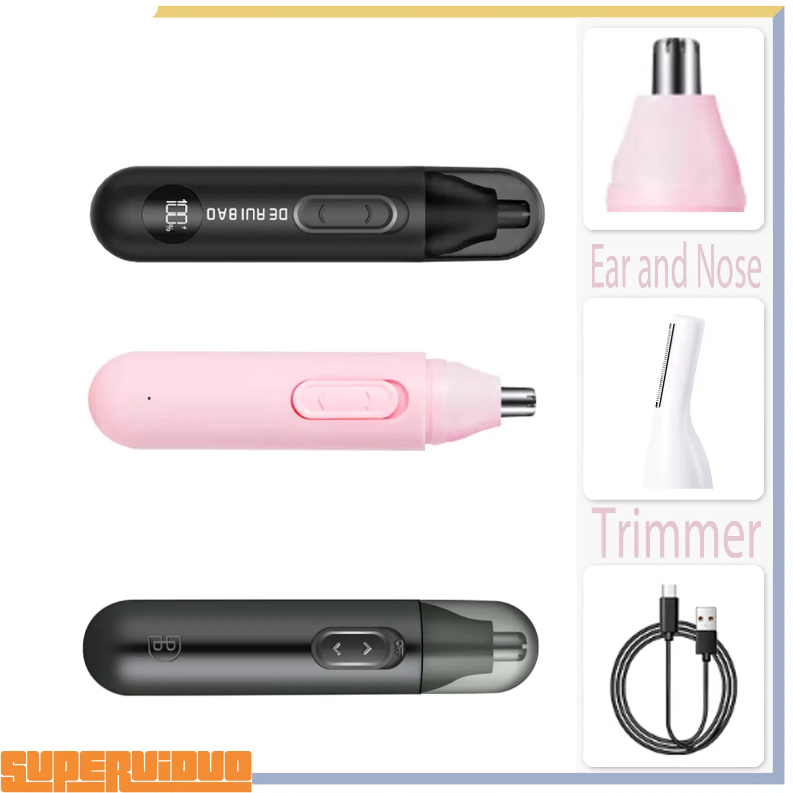 Ergonomic Thumb-Grip Precision Handle Ear and Nose Trimmer