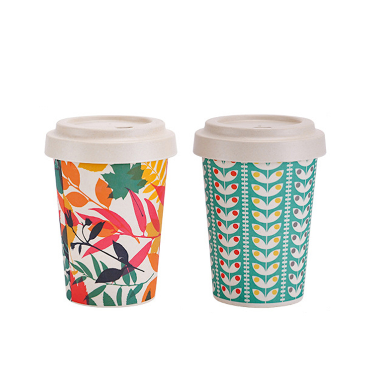 Eco Friendly Biodegradable Coffee Cup Bamboo Fiber Travel Coffee Mug with Handle