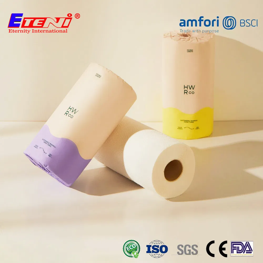 Customized Water Soluble Toilet Tissue 100% Bamboo Kitchen Towel Roll