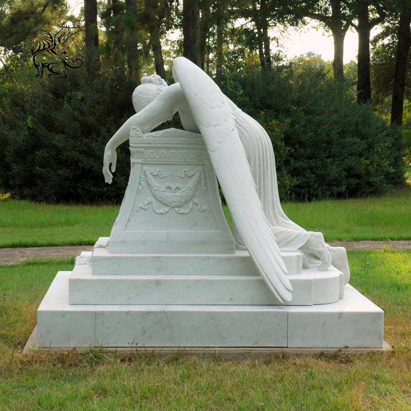 Marble Weeping Angel of Grief Statue Sculptures for Tombstone for Sale Mty-23