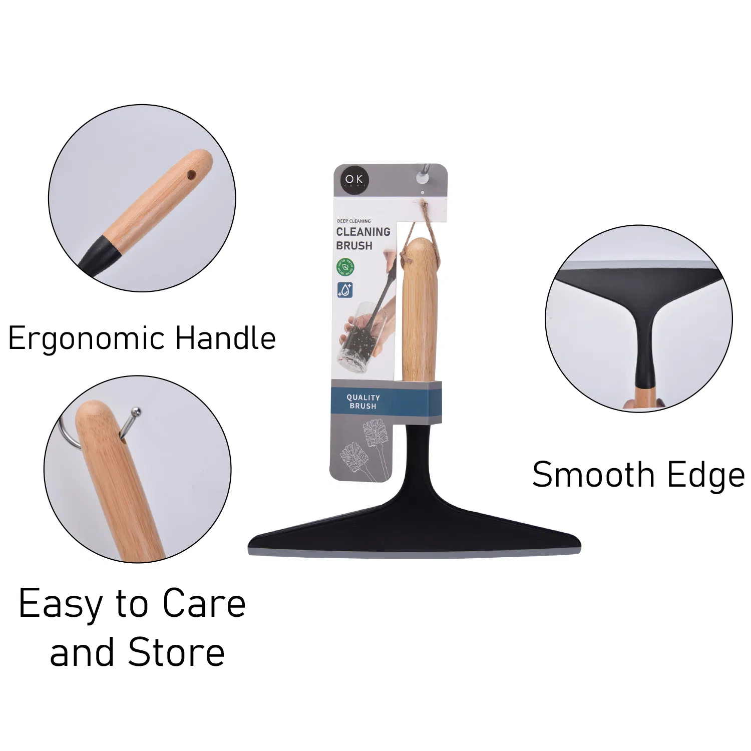 Window Glass Squeegee with Wooden Handle