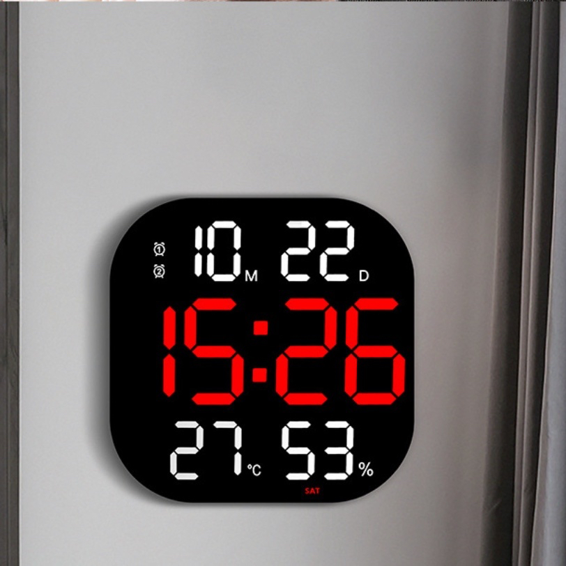 Home Decor Modern Colorful Wall Clocks Calendar Big Digital Alarm Clock LED