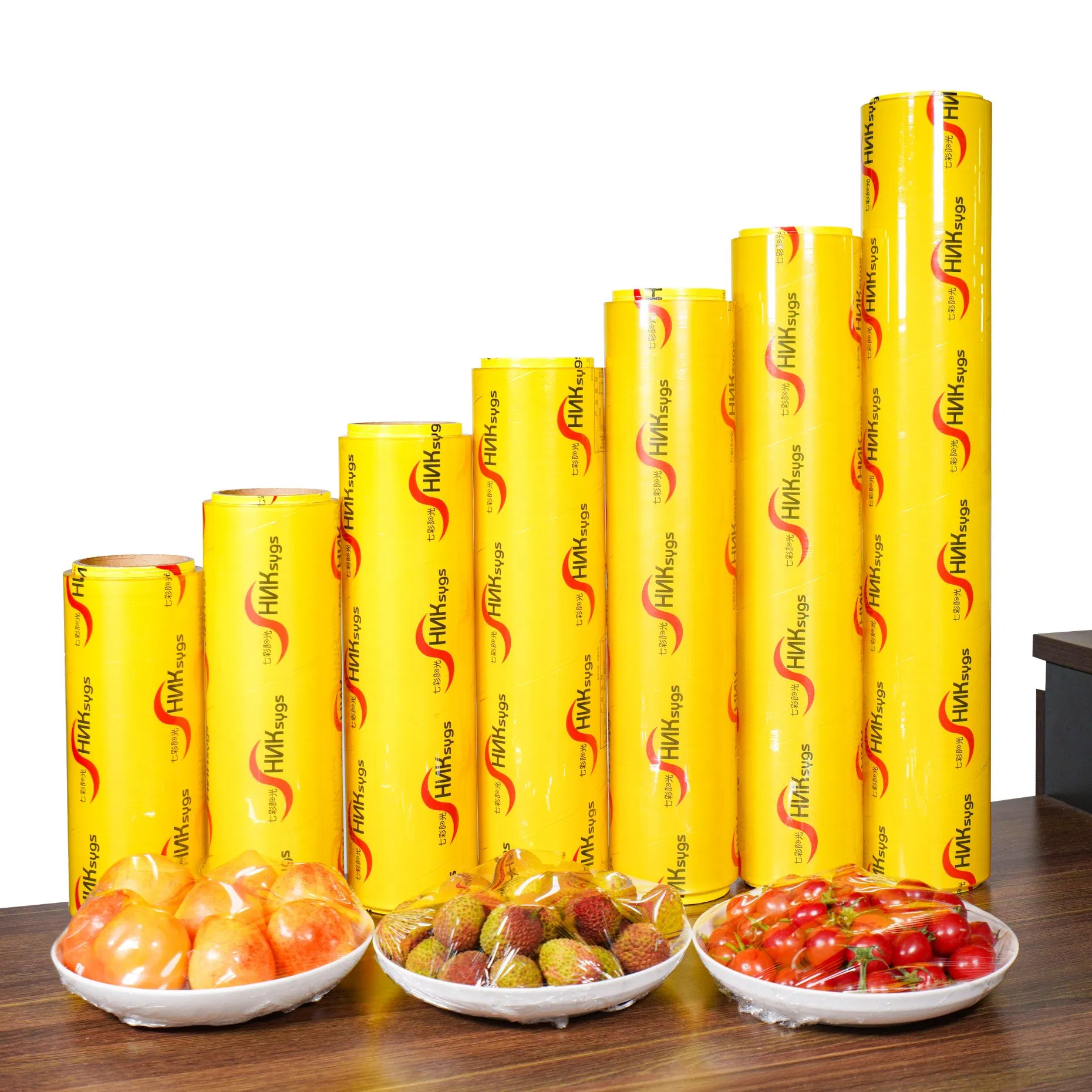 Professional Factory Customer's Logo Printing Food Packing Film Food Grade Plastic Packaging 300m 5kg PVC Cling Film Roll