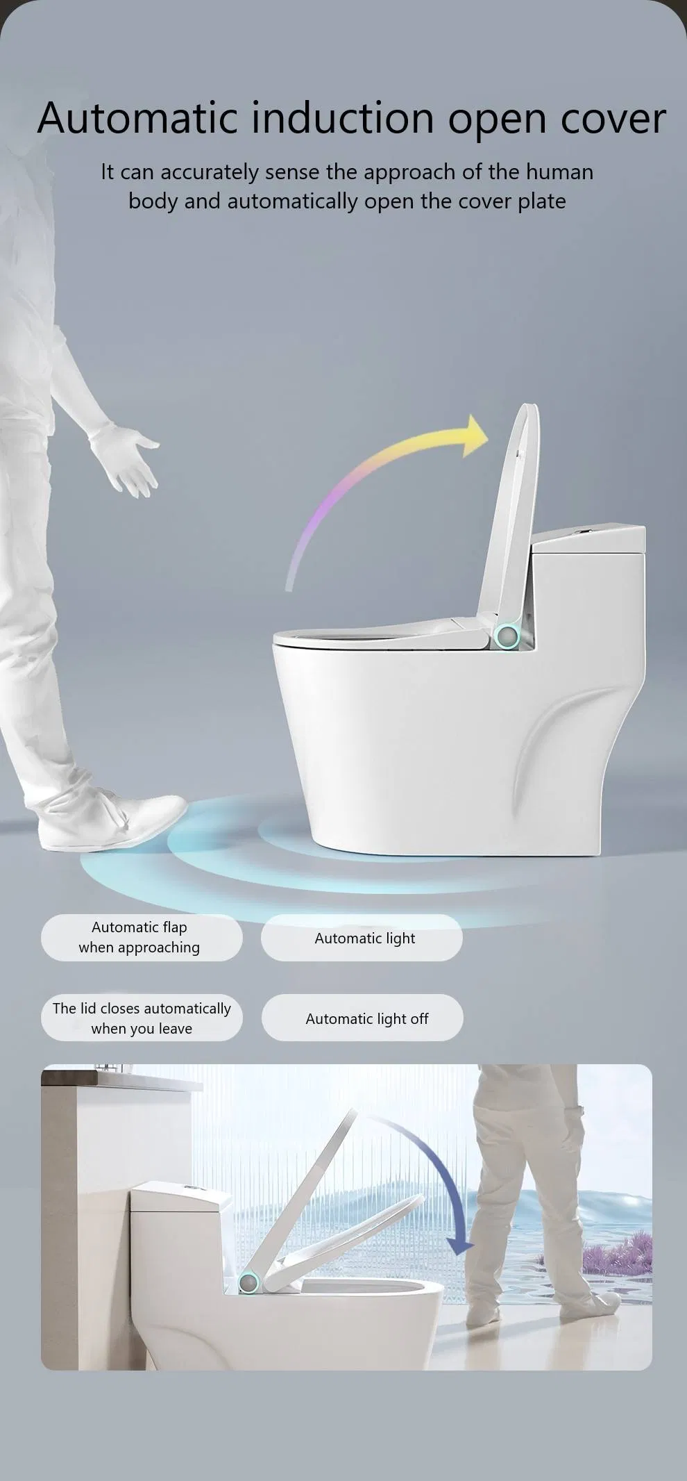 PP U-Shaped V-Shaped Intelligent Sanitary Ware Automatic Smart Toilet Seat Cover