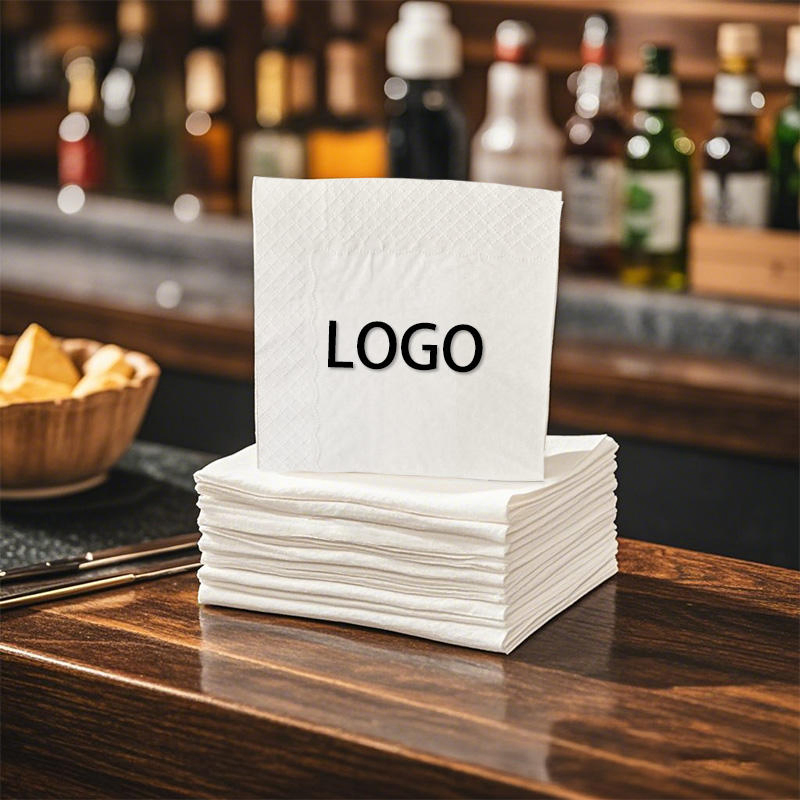 Wholesale Factories Custom Logo Eco Friendly Good Quality Embossed 1/4 Fold White Luncheon Serviettes Paper Napkins