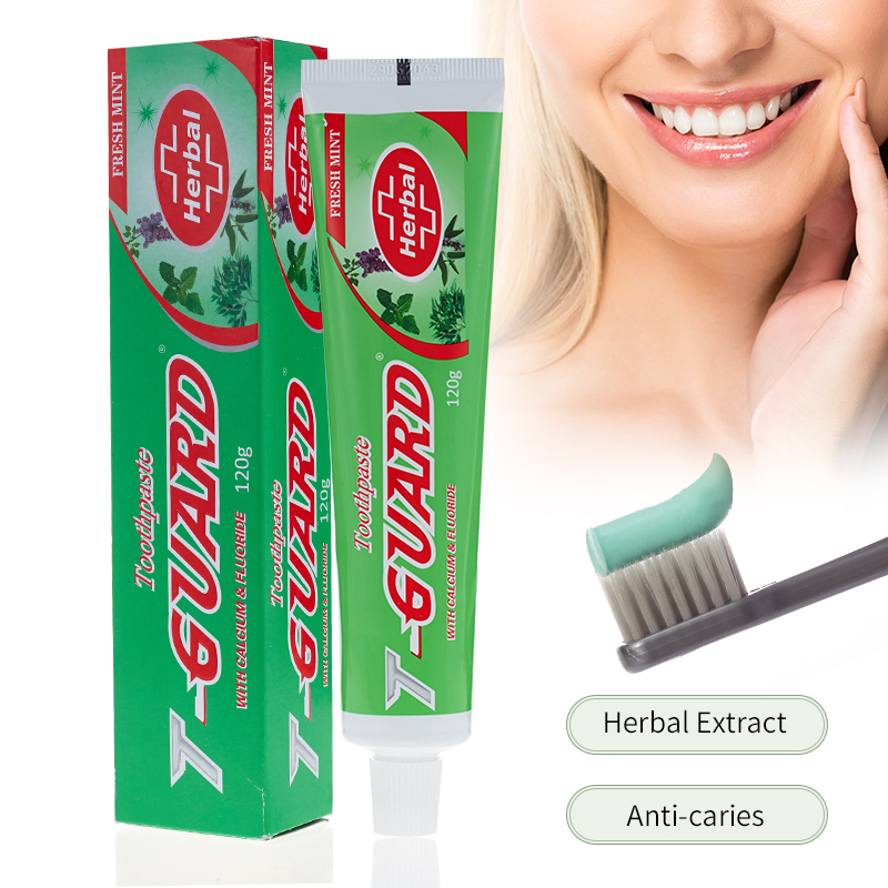 Custom Branded 120g Anti Cavity Fresh Breath T-Gurad Home Herbal Mint Toothpaste With Fluoride