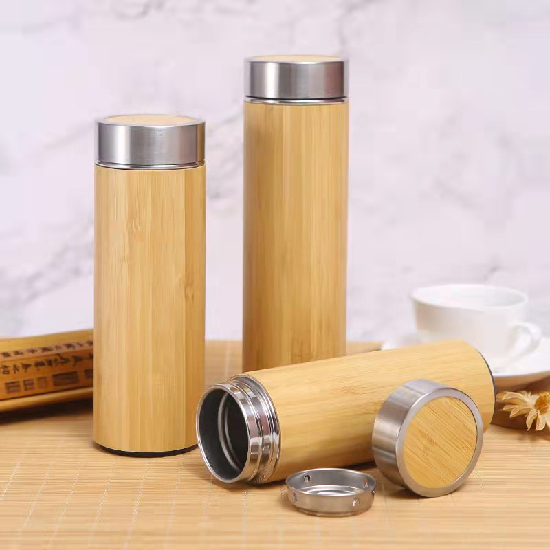 450ml Double Wall Vacuum Flask with Bamboo Lid