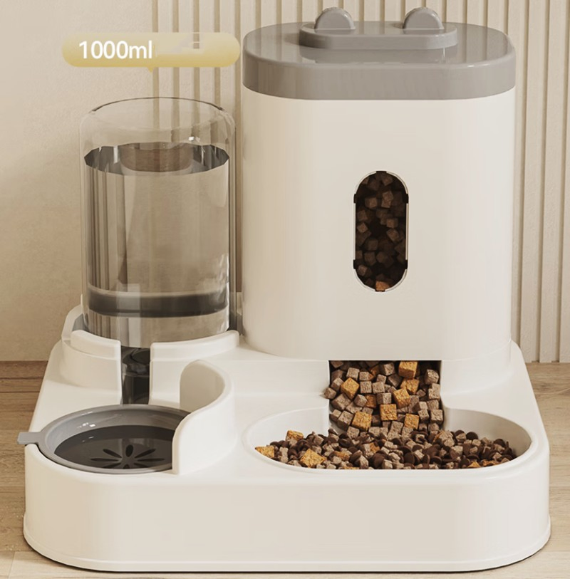 Automatic Medium-Sized Dog Water Food Bowl Solid Pattern Cat Water Dispenser Eco-Friendly Combined Pet Feeder Storage Bucket