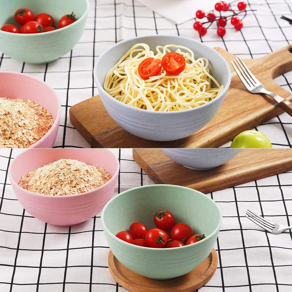 Multicolor Cereal Wheat Straw Fiber Bowl Unbreakable Lightweight Snacks Rice Bowls