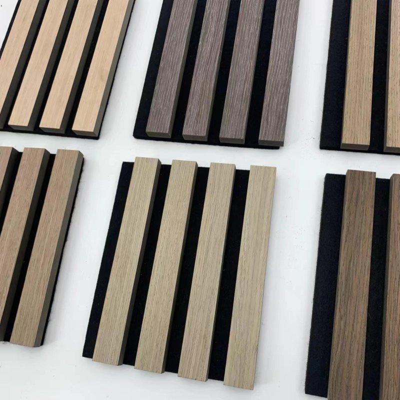 Durable Ribbon-Shaped Wood Veneer Acoustic Slat Panels for Comfortable Home Design