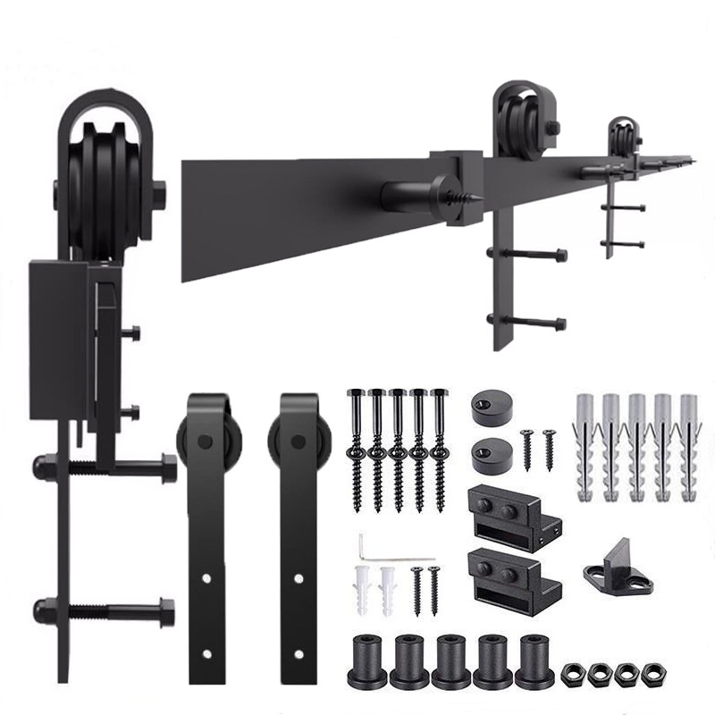 J-Shaped Barn Door Hanging Rail Hardware Accessories Set