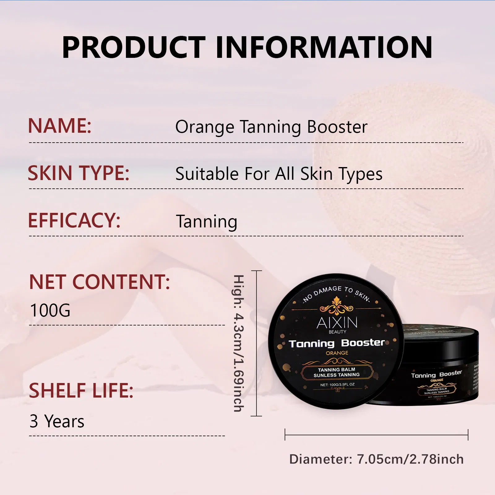 Beauty Cosmetics Skin Care Tan Accelerator Cream Orange Tanning Booster