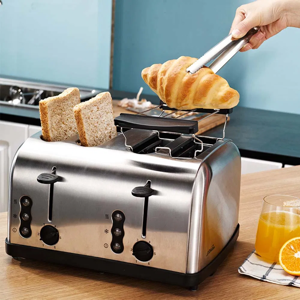 Electric Toaster and Grill Bread Toaster Home Large Professional Pop up Stainless Steel 4 Slice Toaster