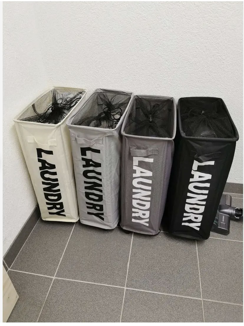 Collapsible Rolling Laundry Hamper Folded Narrow Corner Clothes Storage Bins