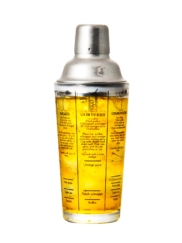 Шейкер для коктейлей из нержавеющей стали и стекла