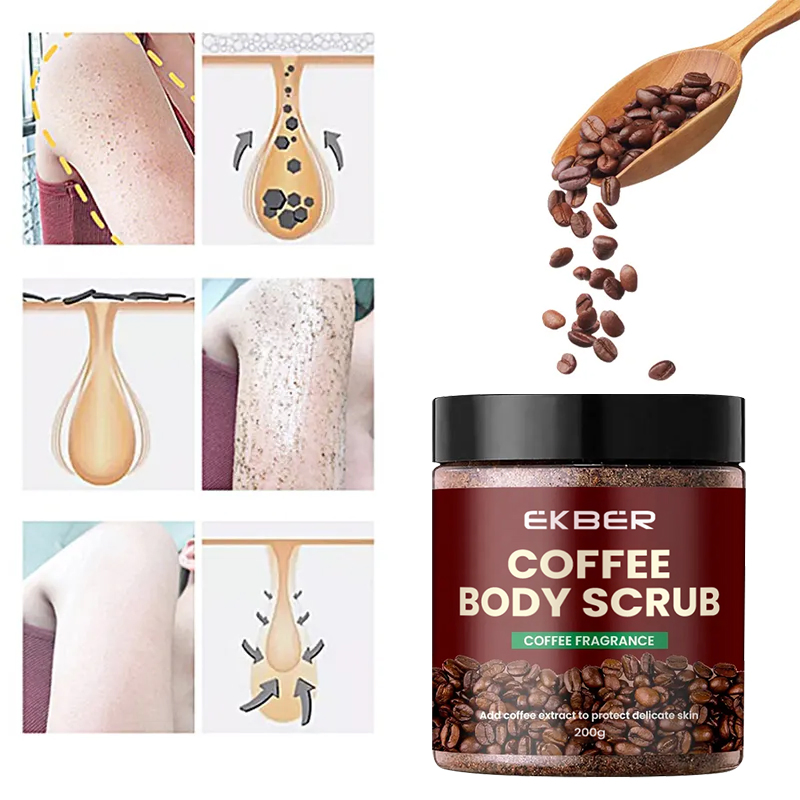 Customize Logo Coffee Body Scrub Salt Deep Cleaning and Moisturize Skin Exfoliator