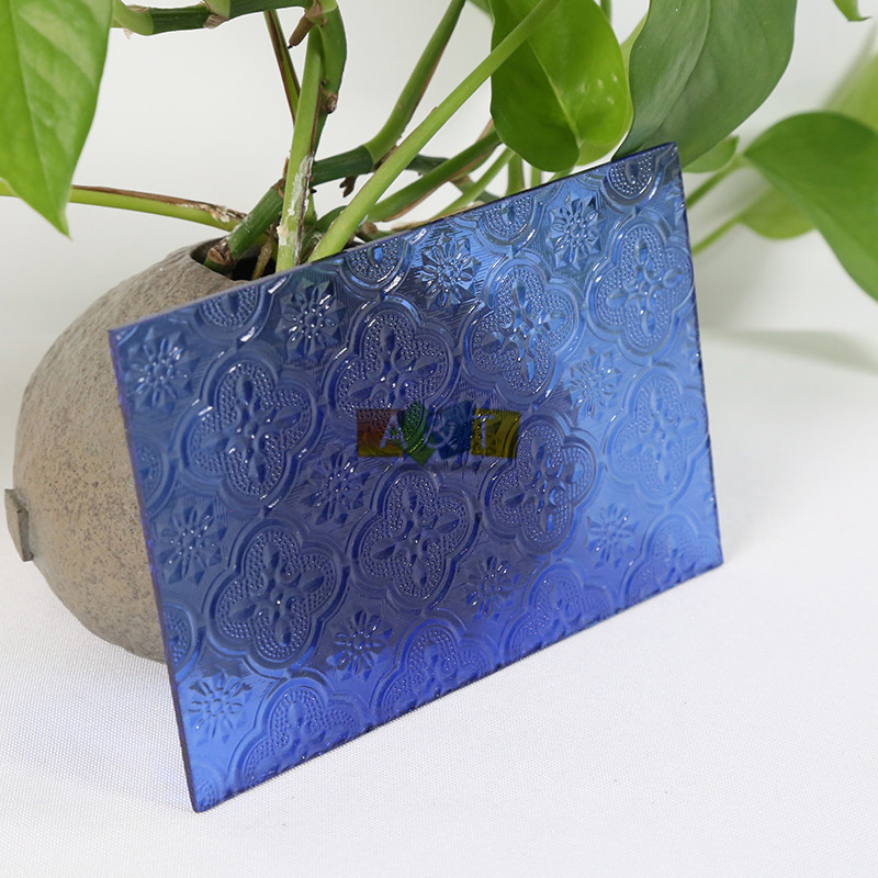 4mm, 5mm Clear Dark Blue Bronze Flora Patterned Glass