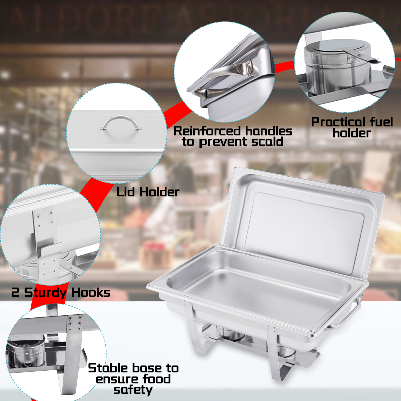 Daosheng Wholesale Rectangle Chaffing Dishes Buffet Catering Stainless Steel Rechaud Inox Cheffing Dishes