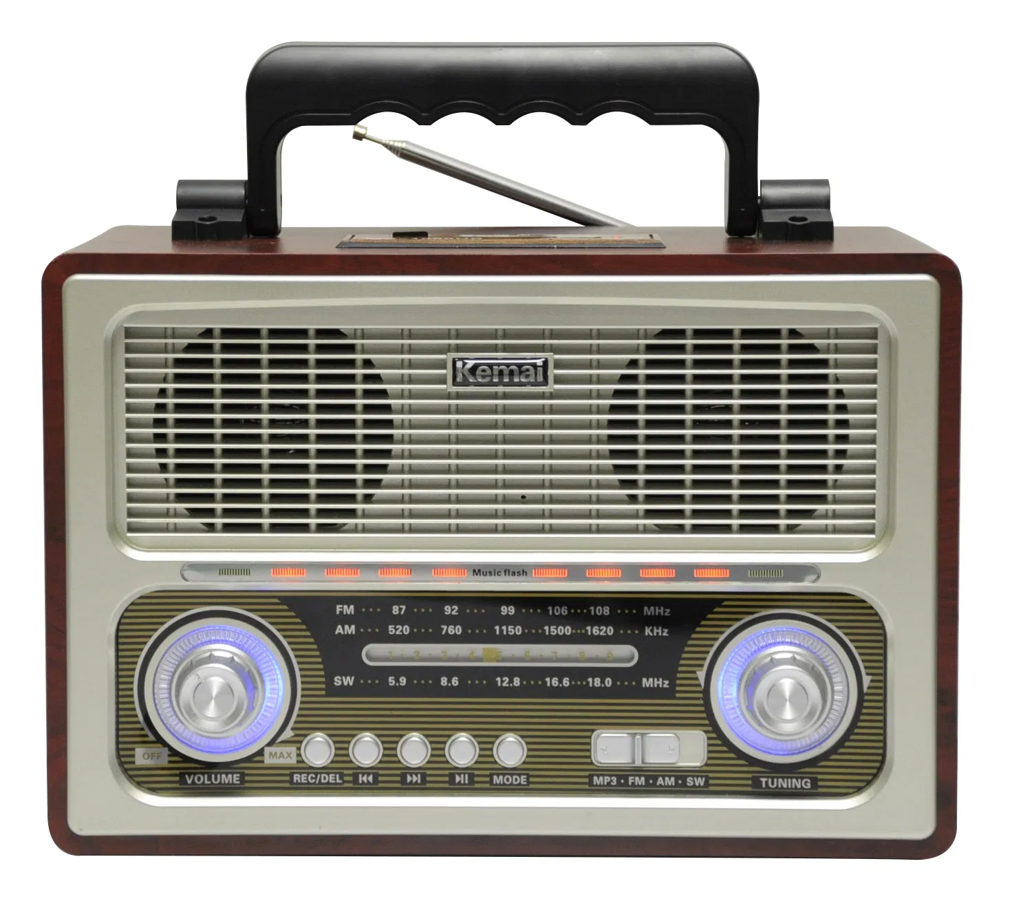 Kemai Portable 3-Band Am FM Sw Portable 3-Band Am FM Sw Radio, High Volume, Wireless Connectivity, TF Card and MP3 Player, MD-1800bt Bluetooth Radio