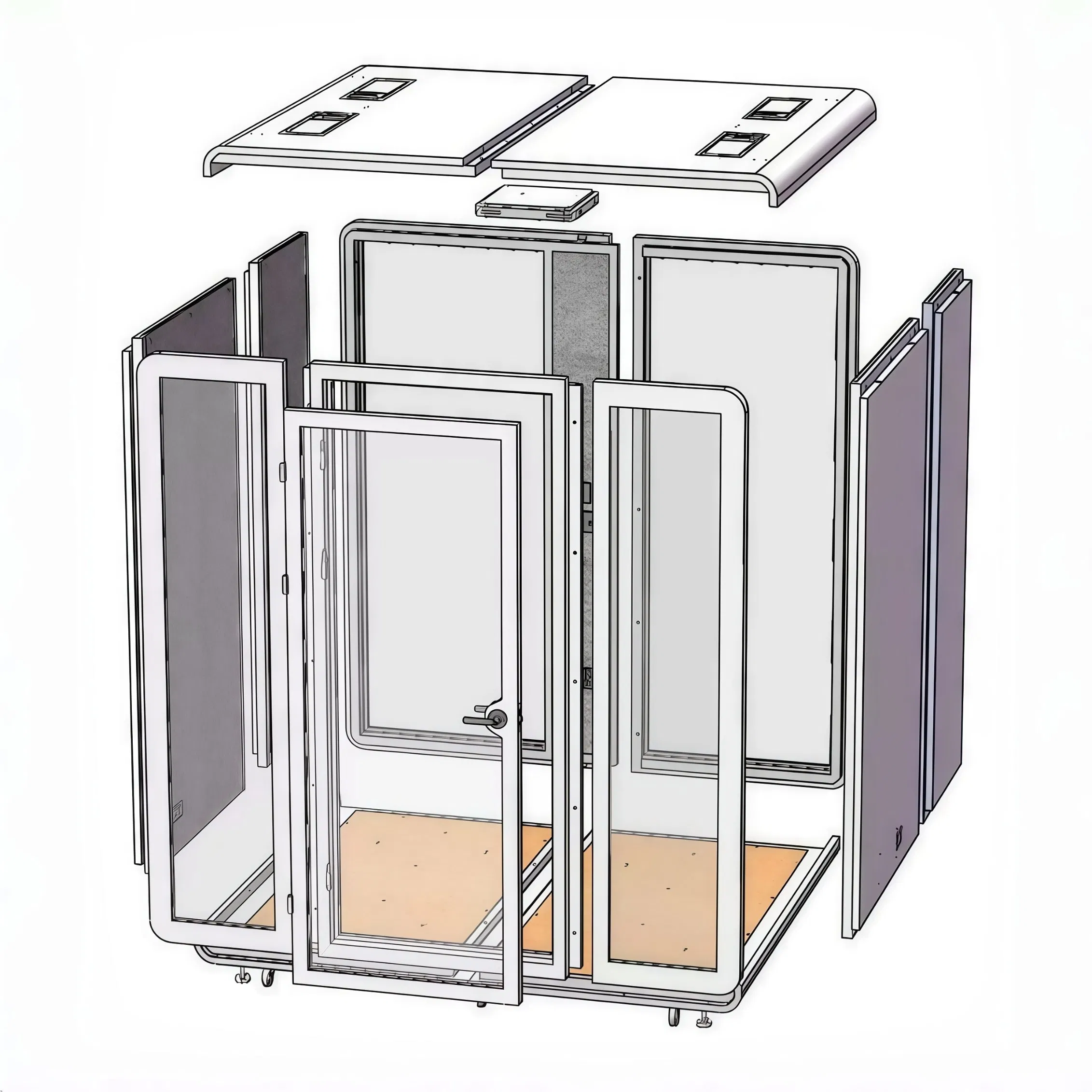 Soundproof Booth K218 4-Person Commercial Customizable for Home Office Phone Pod